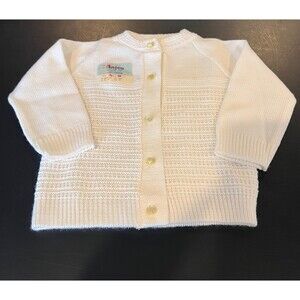 Vintage Anjou Baby Cardigan Sweater White Size 24 Months - NWT!